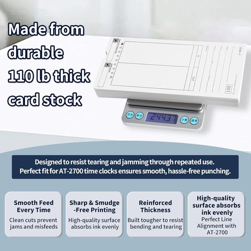 Allied Time USA AT-2700 Time Cards - 300 Pack Double-Sided Employee Punch Cards for Attendance Tracking