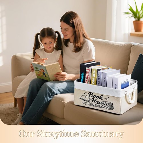 Serinar Book Storage Basket - Reading List Organizer Bin | Perfect Gift for Book Lovers & Students