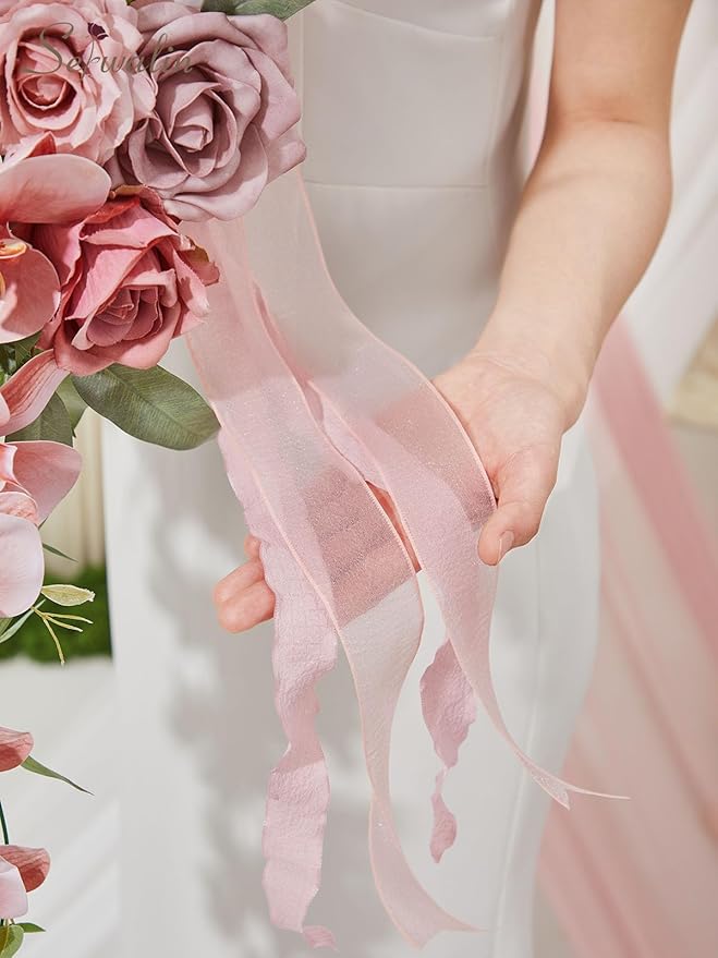 Serwalin 11Inch Wedding Bouquet Dusty Rose Cream Bridal Bouquets for Bride Bride Bouquets for Wedding Ceremony and Anniversary Day Decor