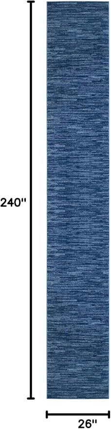 Nourison Home Nourison Essentials Navy Blue 2'2" x 20' Area Rug - Easy Clean, Non Shedding, Bed Room, Living Room, Dining Room, Kitchen (20' Runner)