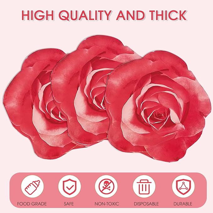 100 Pack Rose Flower Cocktail Napkins, 2-Ply Floral Paper Napkins Disposable Decoupage Luncheon Dinner Napkins for Tea Party Wedding Birthday Hotel Restaurant Folded 6.1 x 6.1 Inches