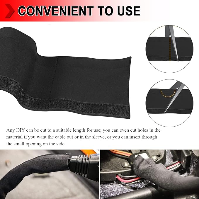 6 PCS Trolling Motor Cable Organizer Sleeve, 60" L Neoprene Troll Sleeve Trolling Motor Wire Cover, Cable Management Sleeve Wrap for Cover Wire and Extension Cords