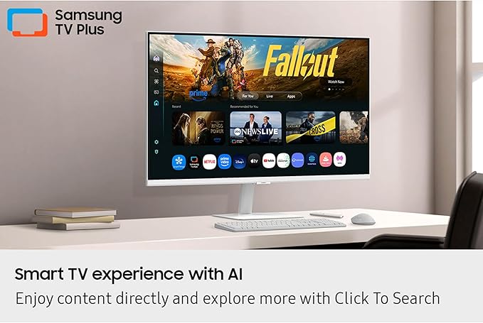 Samsung 32” Smart Monitor M7 (M70F) 4K UHD Display, Samsung Vision AI, Smart TV Apps, Gaming Hub, USB-C, HDMI and USB-A, White, LS32FM703UNXZA, 2025
