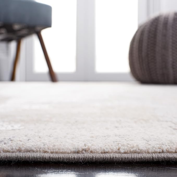 SAFAVIEH Marmara Collection Area Rug - 6'7" Square, Grey & Beige Blue, Modern Design, Non-Shedding & Easy Care, Ideal for High Traffic Areas in Living Room, Bedroom (MRM314F)