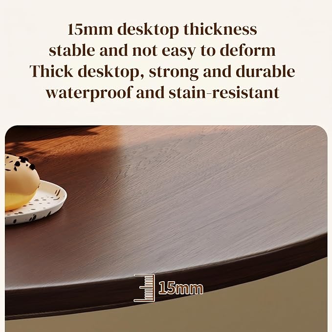 Walnut Round Dining Table, 31.5" Modern Kitchen Table with Pedestal Metal Base, Mid Century Tulip Table for Small Spaces, Apartment, Living Room, Coffee & Breakfast Nook Table, Black Base
