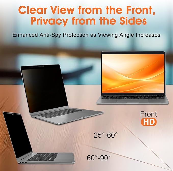 BSPROTE Magnetic Laptop Privacy Screen 15.6 Inch 16:9- Removable Anti-Glare Blue Light Filter, Computer Privacy Screen Shield Compatible with 15.6'' Hp Acer Asus Lenovo Dell Samsung Portable Monitor
