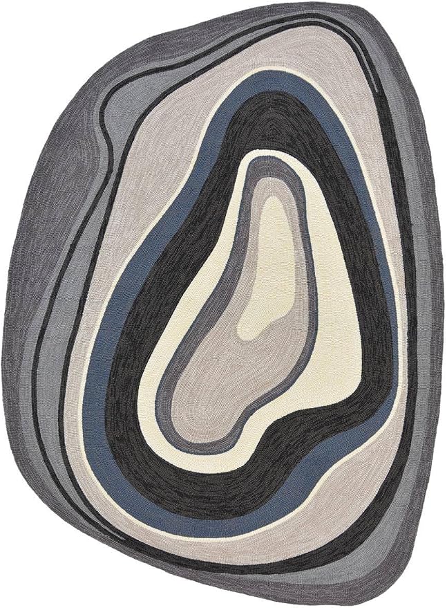Modern Minimalist Art Texture Irregular Rug 2x3 Beige Black Gray Abstract Shaped Area Rug for Living Room Bedroom Nursery Washable Low Pile Shaggy Carpet Under Dining Table Non Skid Floor Mats
