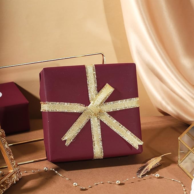 RUSPEPA 30"x 393"(32.8') Wine Red Kraft Wrapping Paper Large Jumbo Roll, Recyclable Burgundy Gift Wrap Paper for Christmas Gift Wrapping, Table Cover, DIY Crafting, Mother's Day Bouquet Flower, 80GSM