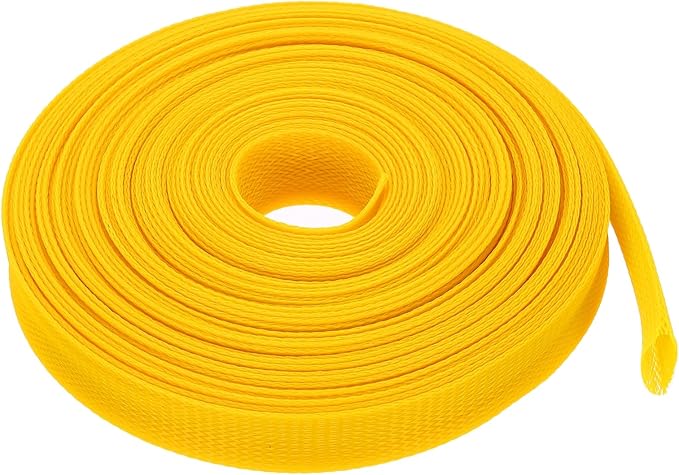 uxcell Expandable Sleeving, 1-inch 50ft Cable Sleeve, Yellow