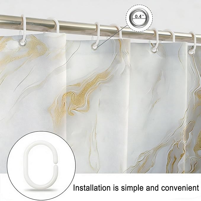 Mocsicka Shower Curtains for Bathroom, Gold Marble Shower Curtain for Bathroom, Abstract Gold and White Shower Curtain Modern Art Decor Waterproof Bath Curtain for Modern Bath Decor, 72 X 72 Inch