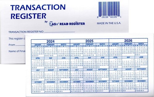 Checkbook Registers - USA-Made Transaction Ledger | 24-26 Calendars, 18 Count