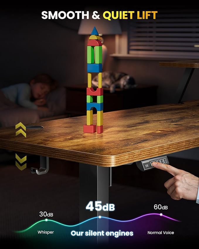 L-Shaped Standing Desk - 63 Inch Adjustable Corner Standing Desk with Flexible Monitor Stand, Electric Sit Stand Computer Table with Memory Controller for Home Office
