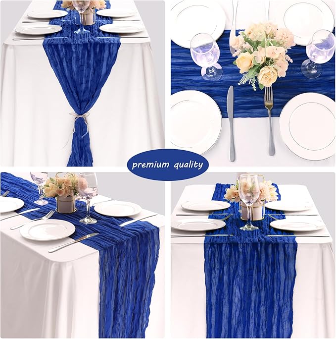 12 Pack Boho Gauze Table Runner - 35x72 Inch Royal Blue