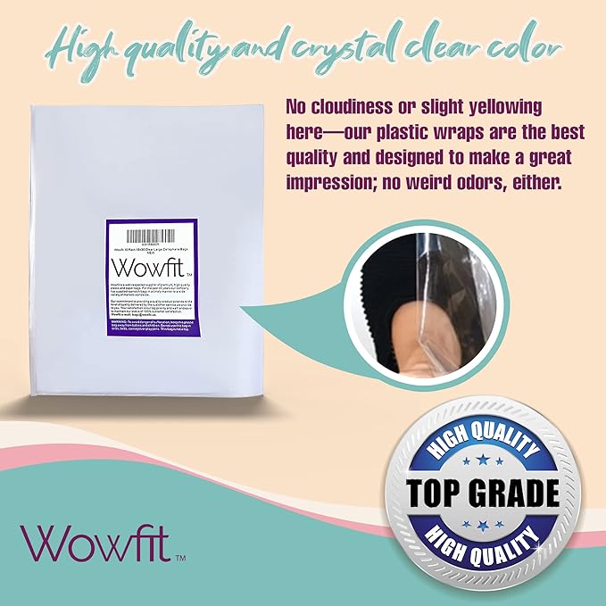 Wowfit Cello Bags,10 CT 18x30 inches Clear Cellophane Bags Perfect for Gift Baskets, Presents, Weddings, Bridal/Baby Showers and More (Flat, No Gusset, Ribbon Not included)