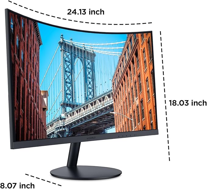 KOORUI 27 Inch Curved Monitor FHD 1080P 144Hz Gaming Office Computer Monitors, 1500R PC Screen with HDMI VGA, Eye Care TÜV Rheinland Certified, Tilt Adjustable, Black.