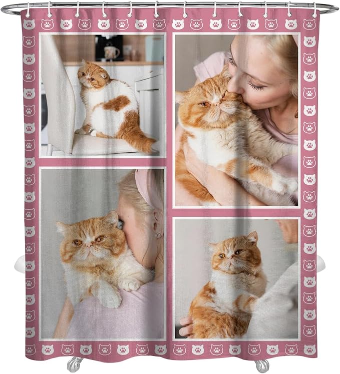Personalized Shower Curtain Set Custom Photo Shower Curtains Modern Minimalist Home Bathroom Curtain Decor with 12 Hooks 72 Inch Wide * 84 Inch High