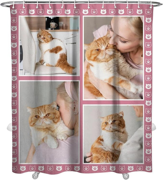 Personalized Shower Curtain Set Custom Photo Shower Curtains Modern Minimalist Home Bathroom Curtain Decor with 12 Hooks 72 Inch Wide * 84 Inch High