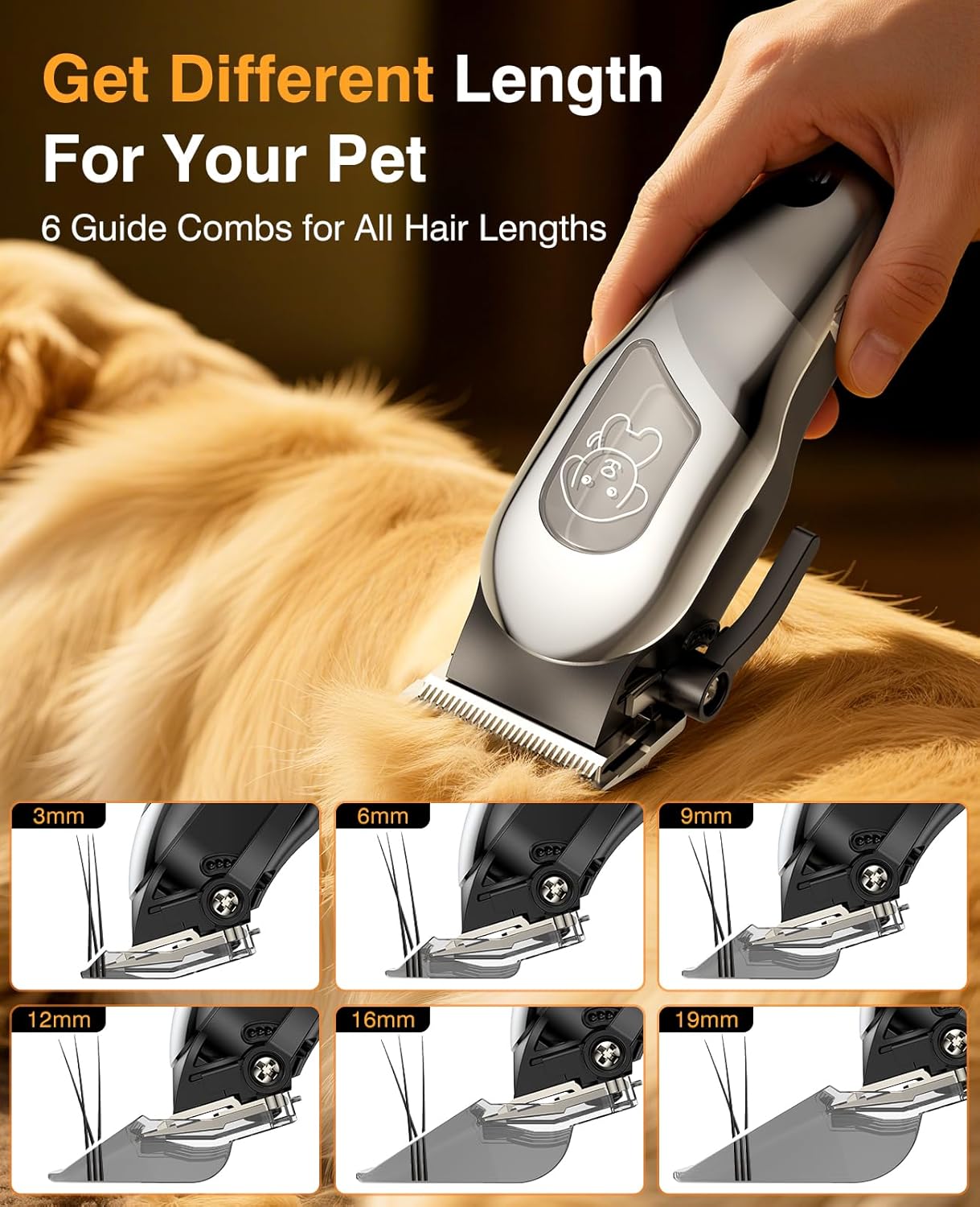Skiennix Dog Clippers - Professional Grooming Kit for Thick Hair | Low Noise, Cordless Trimmer