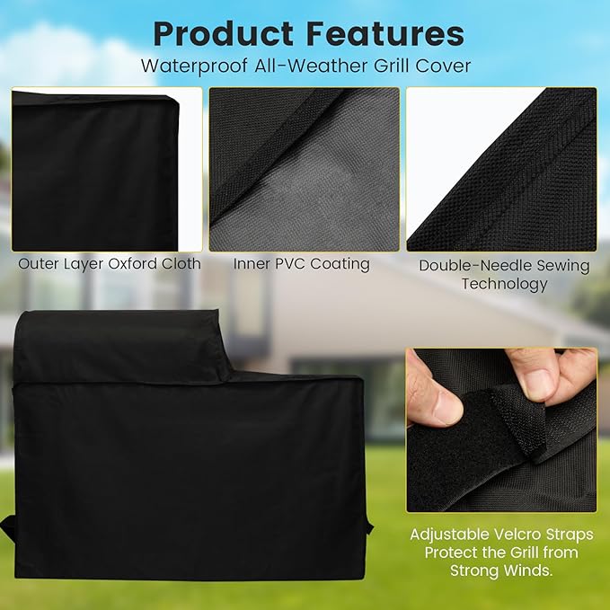 All Weather Grill Cover for BAC761 Traeger Woodridge Grill and TFB86MLH Accessory Replacement, Full-Length Heavy Duty 600D Oxford Fabric Waterproof Weather-Resistant Polyester Traeger Grills Cover