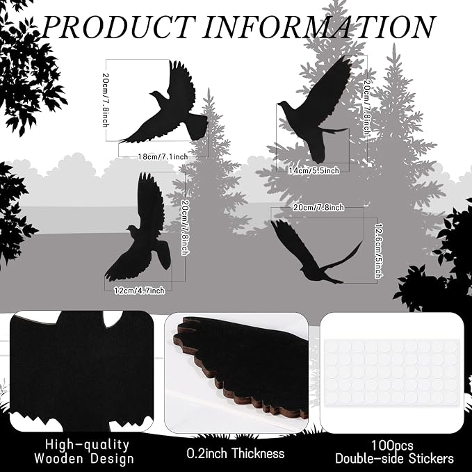 Blulu 4 Pieces Wooden Bird Wall Decor Flying Bird Sculptures Wall Art Decor Silhouette Art Wooden sign for Home Living Room Bedroom Kitchen Hanging Decoration, 4 Size