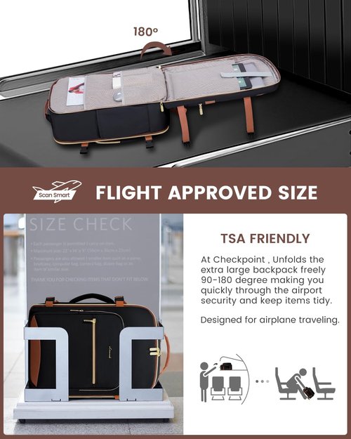 LOVEVOOK 50L Travel Backpack - Airline Approved Carry-On Luggage with 3 Packing Cubes & Waterproof Design