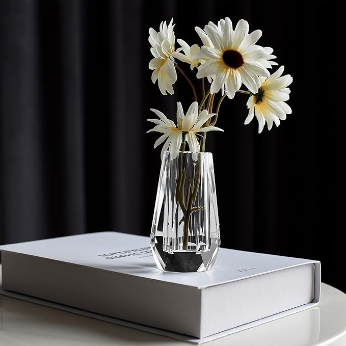 kitCom Flower Vase, Modern Mini Crystal Vase, Lead-Free Flower Vase, European Crafted for Table, Home Decoration, Wedding or Luxury Gifts, 2.4 x 2.4 x 4 Inches