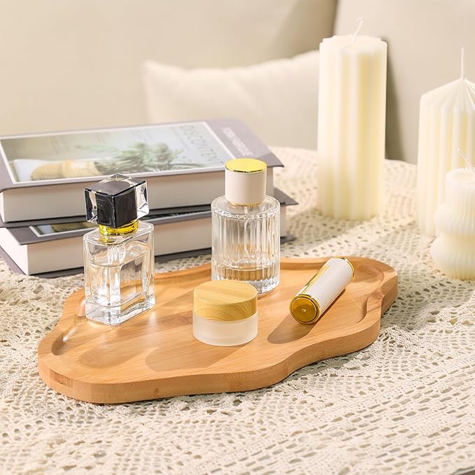 Wood Decorative Serving Tray for Candles Perfume, Cloud Jewelry Tray Trinket Dish, Wooden Trays for Coffee Table Home Decor