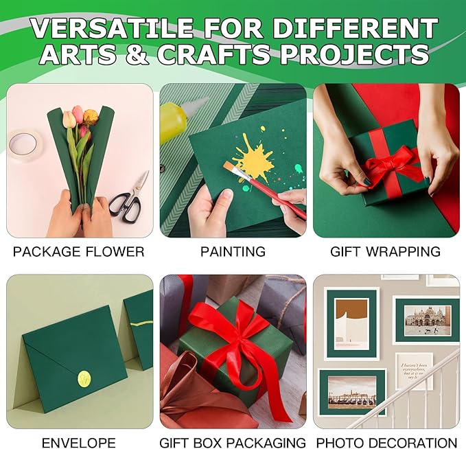 Vanhench 24"x1500" (125') Christmas Dark Green Wrapping Paper for Gift & Bouquet Flower, Solid Color Art Kraft Craft Paper for Birthday, Floor Covering, Bulletin Board, Construction, Moving Supplies