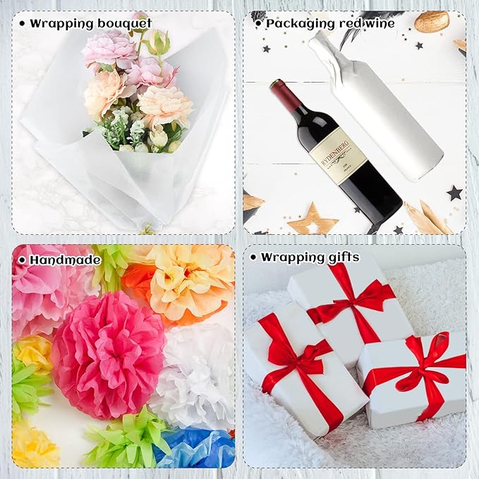 NEBURORA 120 Sheets White Tissue Paper 14 x 20 Inches White Wrapping Tissue Paper Bulk for Gift Bags Packaging Floral Filler Crafts Birthday Christmas Wedding Decor