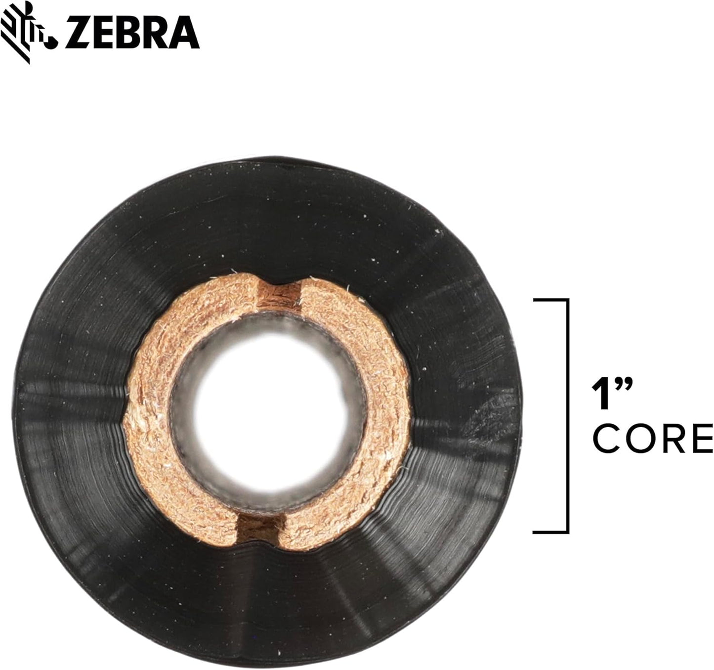 Zebra Black Wax Ribbon - Thermal Transfer Printer Compatible - 4.33" Width, 242 ft Length, 0.5" Core | Pack of 6 Rolls