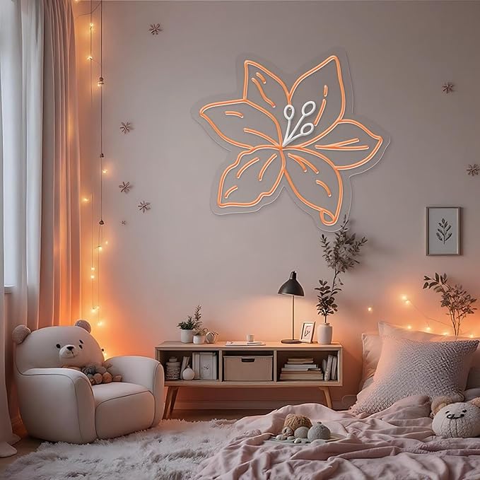 Lily Flower Neon Sign - Dimmable, Customizable Colors, Ideal Flower Neon Sign & Neon Signs for Wall Decor, Perfect for Healing Bedrooms, Nature-Inspired Studios, Plant Enthusiasts' Spaces, Great Gift for Boho & Nature Lovers