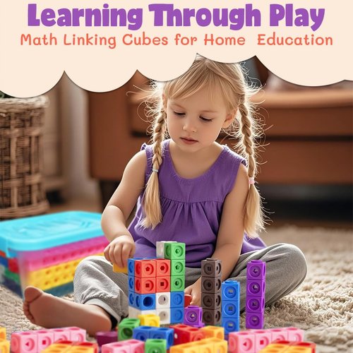 Skiennix 300 Pcs Linking Cubes - Math Manipulatives for Kids | STEM Counting Blocks with Storage Boxes