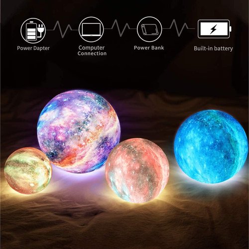 Moon Lamp - 3D Printing Galaxy Night Light with 16 Colors, Remote Control & USB Rechargeable | 4.8 Inch Home Decor Gift