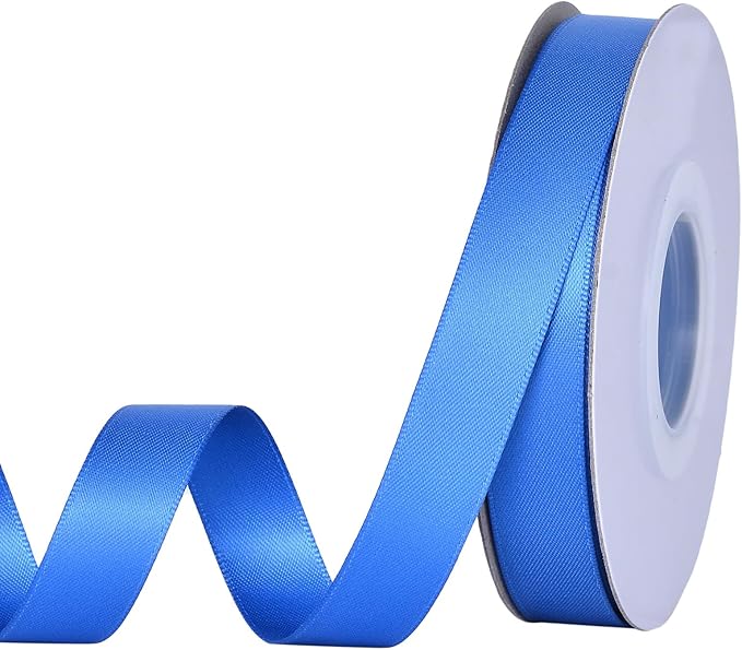 YAMA Royal Blue Double Faced Satin Ribbon 5/8 Inch 25 Yards Royal Blue Fabric Ribbon for Gift Wrapping Crafts Hair Bows Wedding Party Decoration