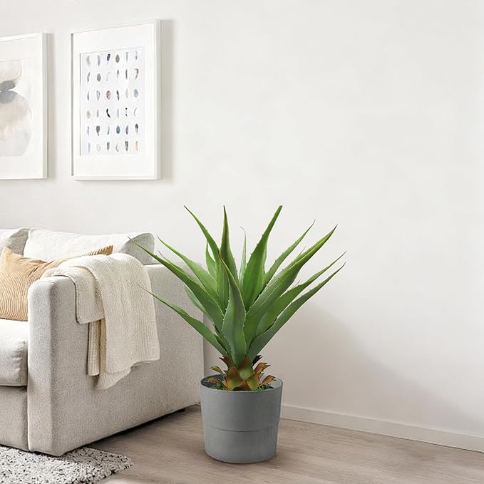 27inch Artificial Agave Plant, Fake Outdoor Faux Succulents with Realistic Leaves for Home Decor