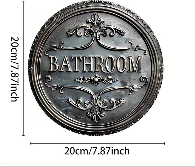 Vintage 'Bathroom' Metal Sign - 8x8 Inch Humorous Wall Art for Home, Bar, Cafe & More - Perfect for Holiday Decor, Gardens, Garages & Gifts