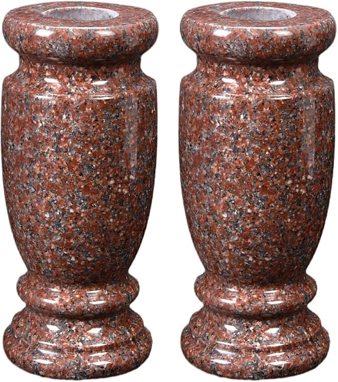 Granite Cemetery Vase for Grave Markers, Headstone Memorial Flower Holder