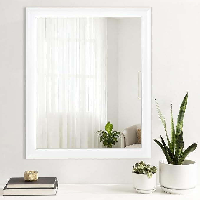 CULER White Wall Mirror for Bathroom,Rectangle Rustic Large 30 x 36 inch Hanging Vanity Mirrors for Living Room,Bedroom,Entryway