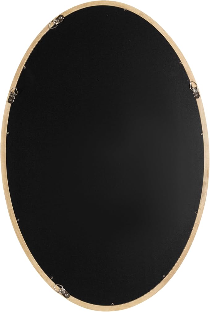 Kate and Laurel Hogan Modern Wooden Oval Wall Mirror; 24 x 36; Natural Wood; Transitional Rounded Mirror for Use as Bathroom Mirror or Entryway Mirror Decor