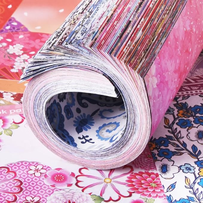 Origami Paper Kit Dobule Sided 100 Sheets 100 Colors 6 Inch Japanese Chiyo Square Easy Fold Arts Crafts DIY Handwork Origami Papers Sakuras Baroque