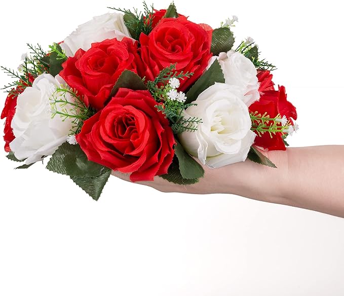 Flower Centerpieces for Wedding Tables: Wedding Table Decorations Red & White Flower Balls Centerpieces for Engagement Cerebration Party Center Pieces 10 Packs