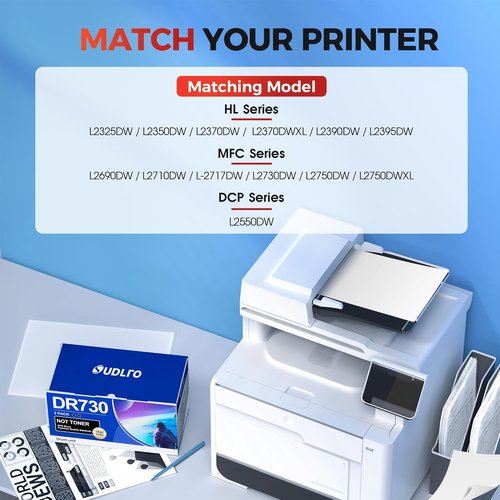 Brother DR730 Compatible Drum Replacement - High-Quality Printing for MFC-L2750DW & More | 2 Pack, Black