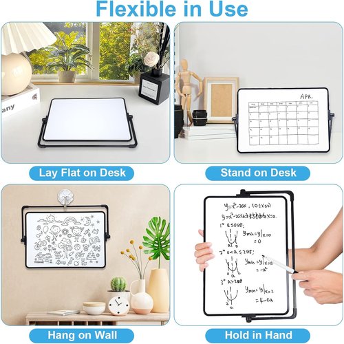 Marte Vanci Small Whiteboard - 12" x 8" Double-Sided Magnetic Dry Erase Board with Stand for Home & Office