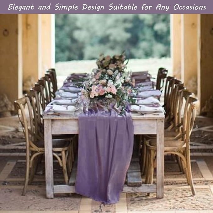 Fivenl 12 Pack Grape Cheesecloth Boho Gauze Table Runner 35x72 Inch Rustic Elegant Long Table Runner Wedding Bridal Shower Birthday Party Table Decor