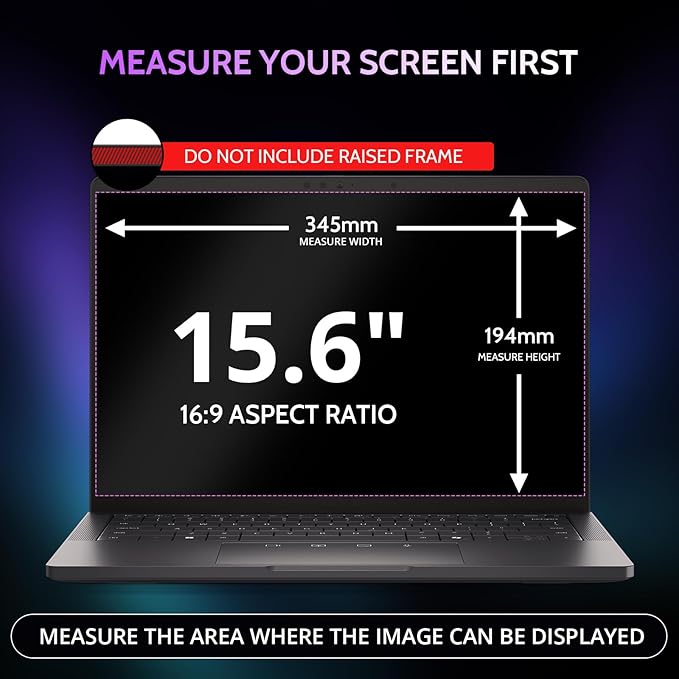 Peslv 360° 4 Way Laptop Privacy Screen for 15.6 Inch 16:9 Aspect Ratio Computer Monitor, Anti Glare Blue Light Spy Filter Private Cover, Bubble-Free Black Security Protector
