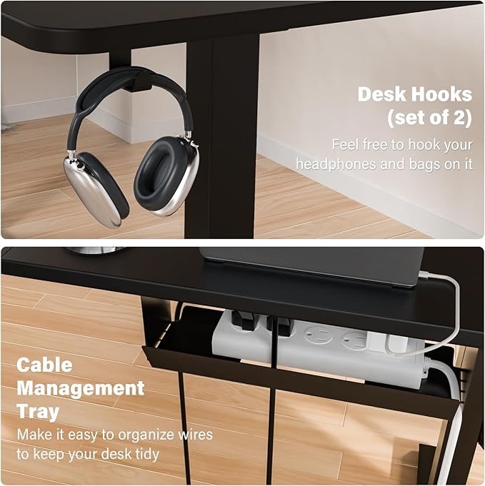 63 x 55 inch L Shaped Standing Desk, Corner Computer Desk, Electric Adjustable Height Stand Up Table, L Sit Stand Desk for Home Office Gaming, Classic Black