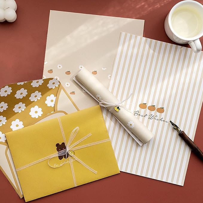 72 Pcs Stationery Paper Envelopes Set Includes 24 Lined Writing Paper & 12 Envelopes, Cute Lovely Animal Letter Writing Stationery Paper Envelopes Kit for Girls Boys Office School Supplies (6Style)