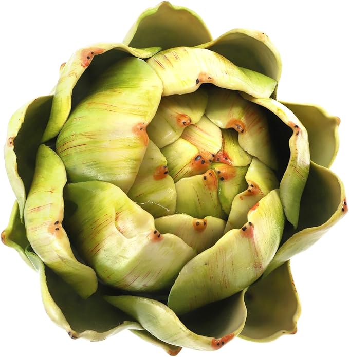 Peohud 6 Pack Large Green Artificial Artichokes, Fake Vegetables and Faux Fruits for Home Kitchen Wedding Party Bowl Vase Filler Decorations