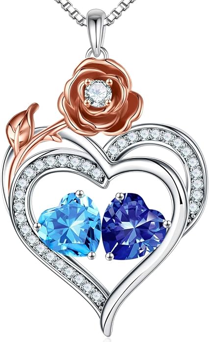 Iefil Christmas Gifts for Wife - 925 Sterling Silver Birthstone Necklace, Stocking Stuffers for Women Wife Girlfriend Mom