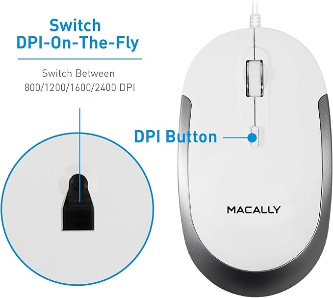 Macally Ultra Slim Wired Keyboard and a Silent Wired Mouse, Simplistic Apple Accessories